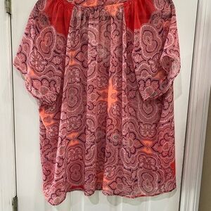a.n.a Pink and Orange Paisley Blouse